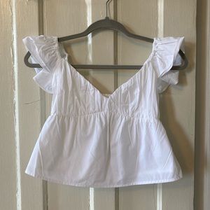 Abercrombie ruffle poplin top
